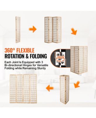 4-Panel Folding Japanese Room Divider for Indoor Privacy