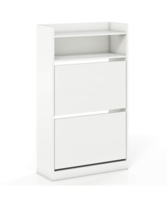 Shoe Storage Cabinet with 2 Flip Drawers, Adjustable Removable Shelves for Entryway
