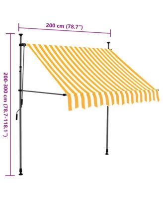 Retractable Awning White and Orange Polyester with PU coating, Steel