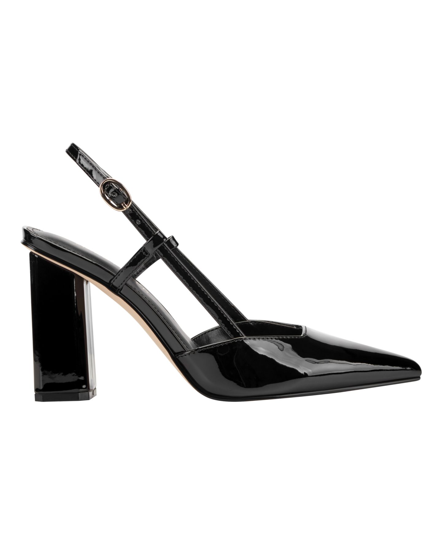 Женские туфли Marc Fisher Dian High Block Heel Slingback Pumps, цвет: Чёрный лаковый — фото 2