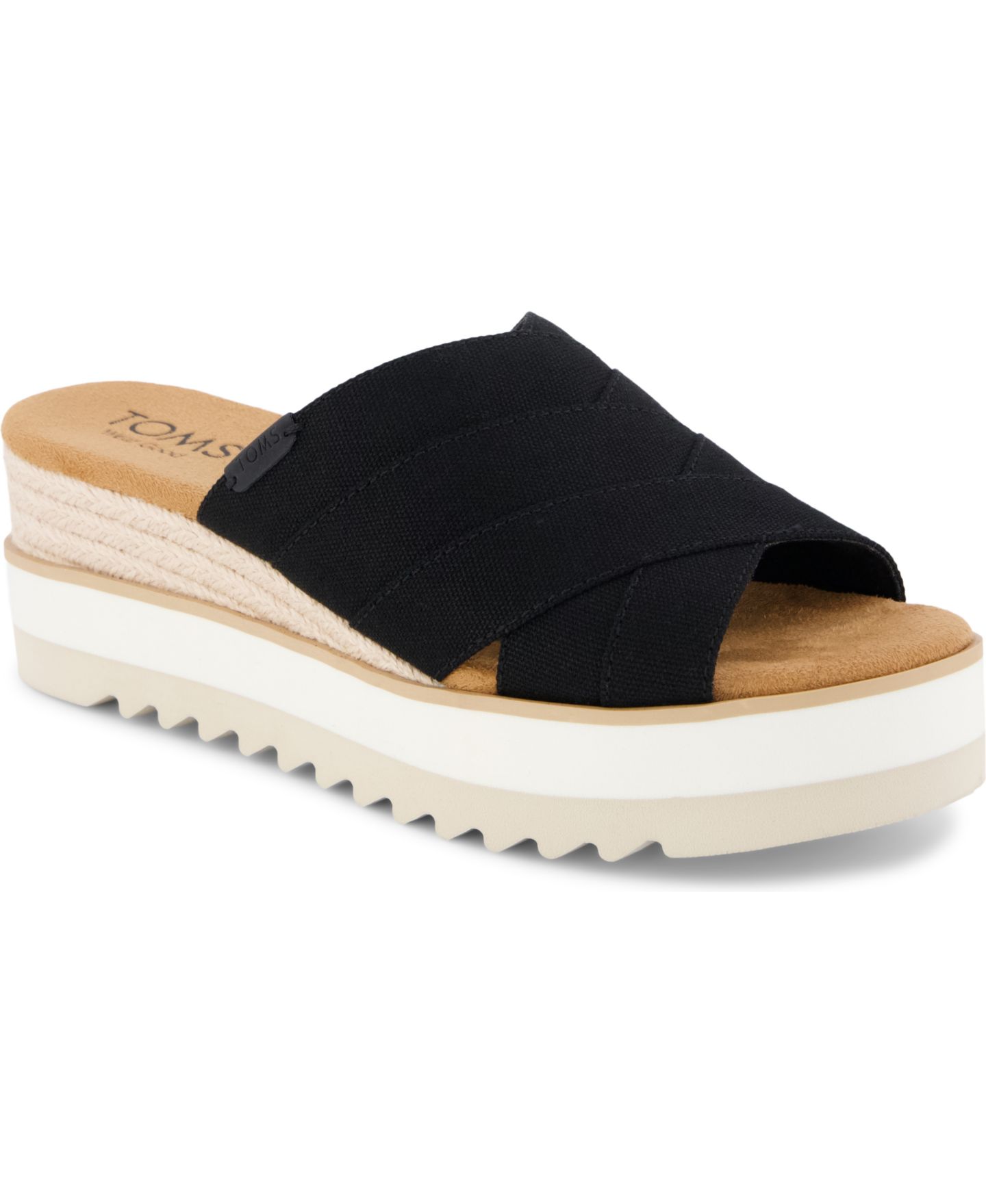 Женские сандалии TOMS Diana Crossover Mule Wedge Sandal, цвет: Чёрный холщовый — фото 1