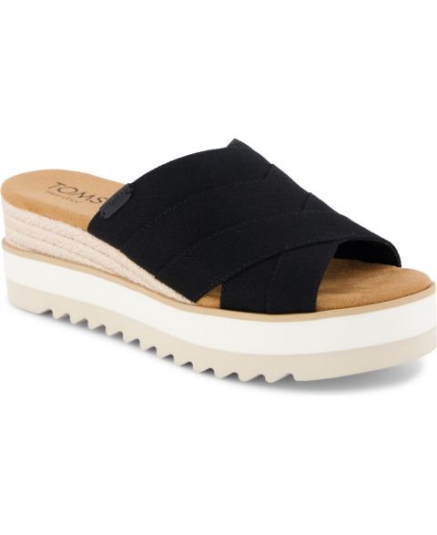 Женские сандалии TOMS Diana Crossover Mule Wedge Sandal, цвет: Чёрный холщовый