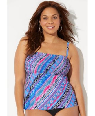 Women's Smocked Bandeau Tankini Top