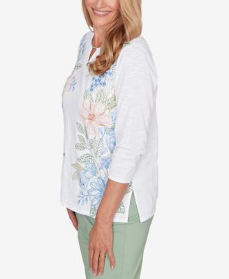 Women's St. Augustine Blooming Floral Embroidered Split Neck Top