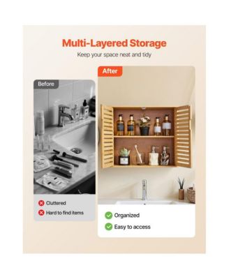 Bathroom Wall Cabinet with Doors and Adjustable Shelves