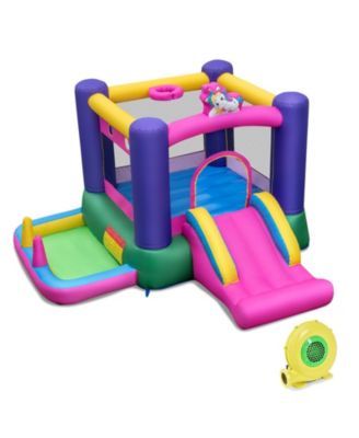 6-in-1 Bouncy Castle Inflatable Bounce House with Slide and Ball Pit with 480W Blower