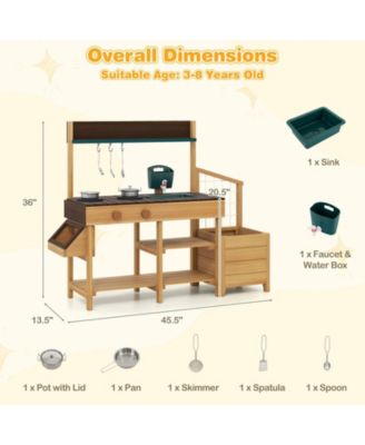 Play Kitchen for Kids Wooden Toy Kitchen Playset with Removable Faucet & Sink