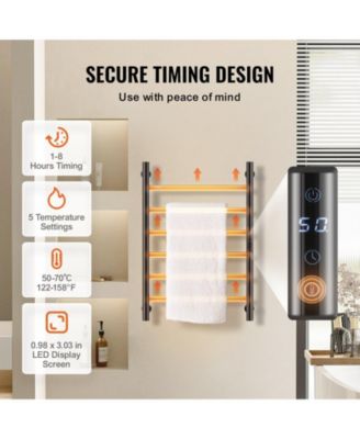 6-Bar Wall Mounted Heated Bathroom Rack Towel Warmer Rack