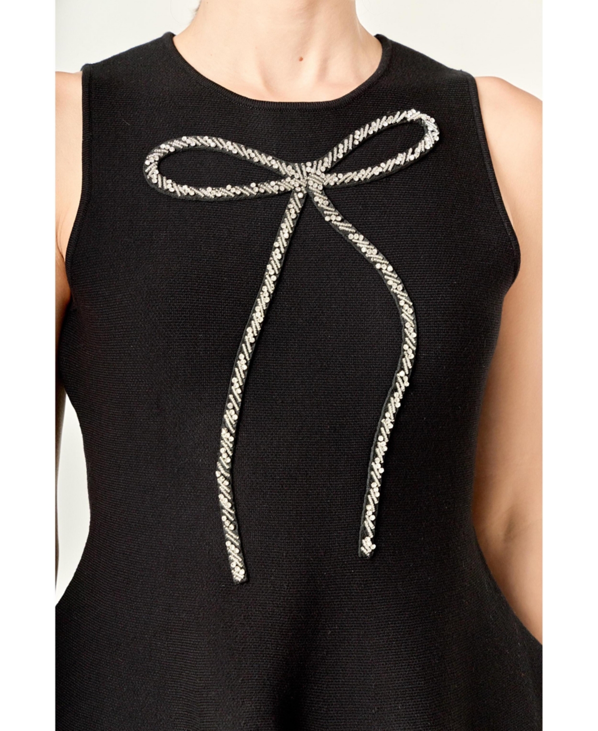 English Factory Women's Peplum Bow Embelisshed Top