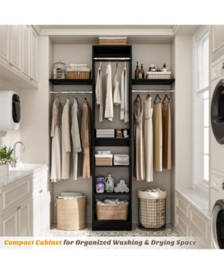 4FT Small Closet Organizer with 4 Rods and 3 Shelves, 48'' Closet System for Small Space