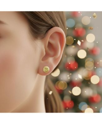 Simple Classic Small10K Yellow Gold Round Half Button Dome Star Brust 1 Piece Stud Earring 6MM