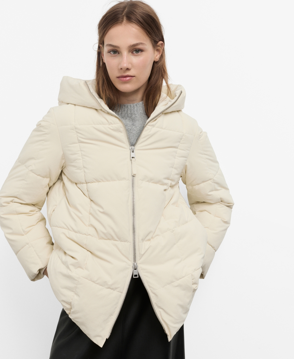 Mango Women's Hood Puffer Coat In Neutral