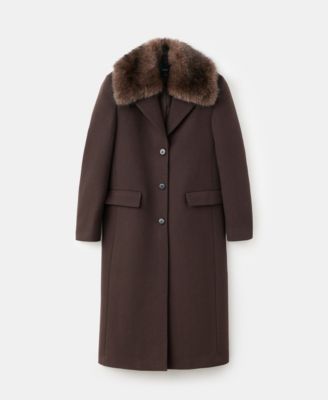 MANGO - Women's Fur Collar Wool Coat