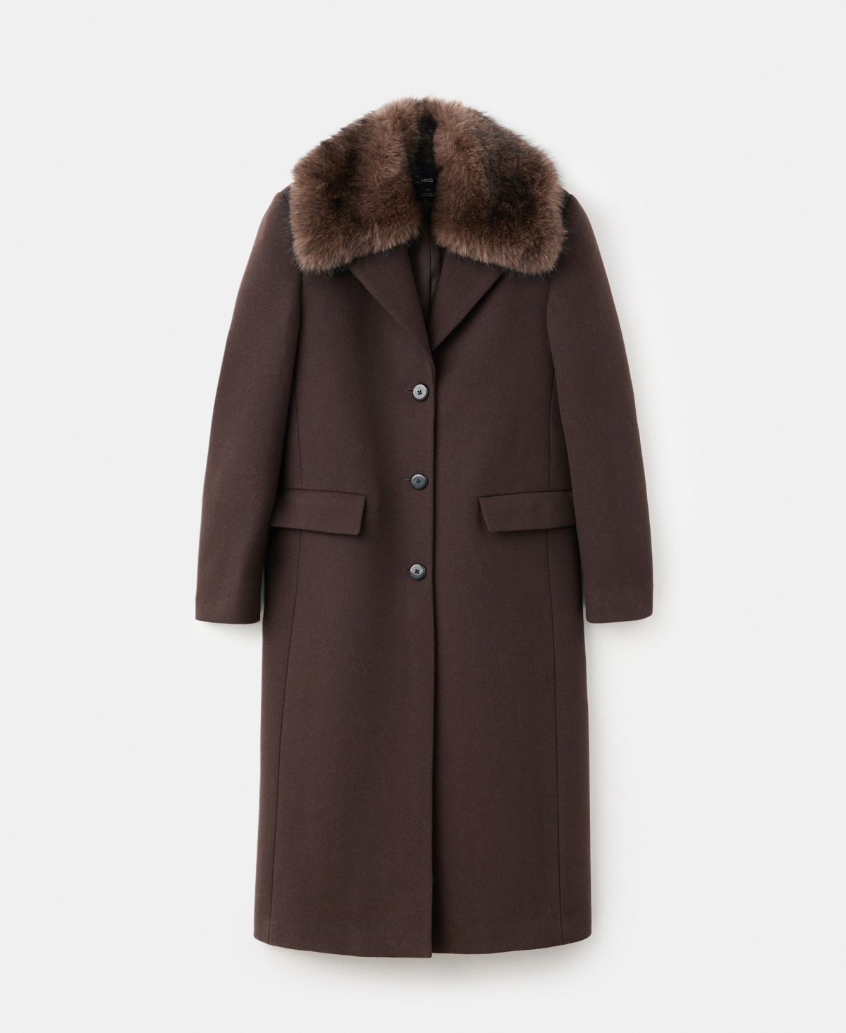 Mango Women's Fur Collar Wool Coat In Brown