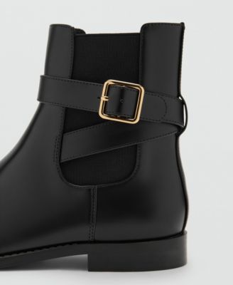 Women's Elastic Panel And Buckle Ankle Boots