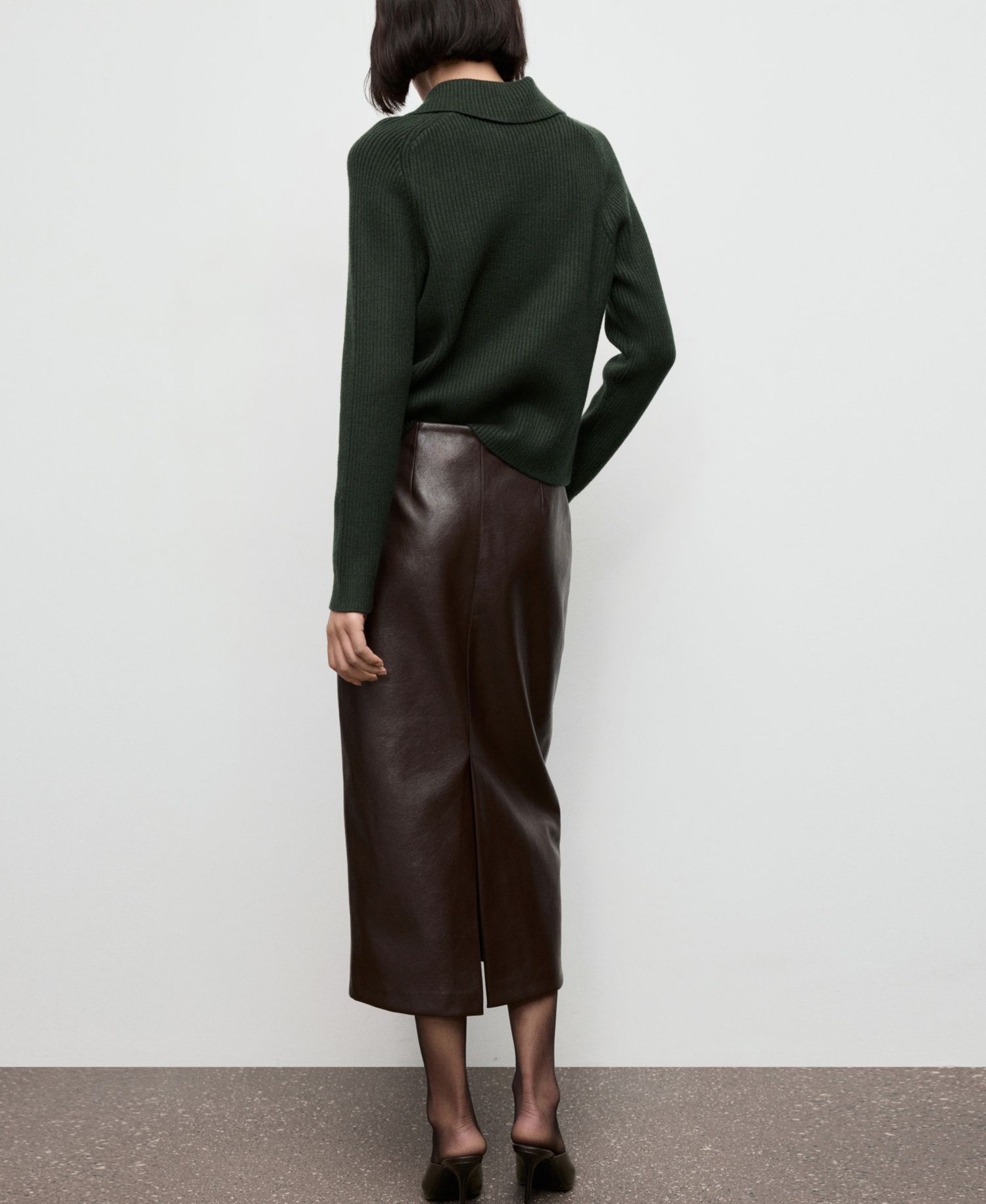 Women's Ribbed Polo-Neck Buttons Sweater
