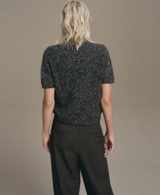 Women's Speckled Perkins-Neck Sweater