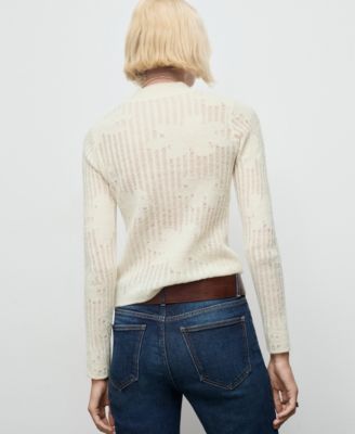 Women's Openwork Knitted Floral Sweater