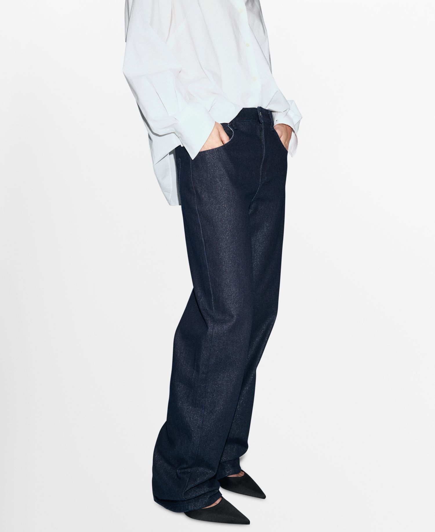 Women's Shiny Straight-Leg Jeans