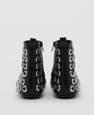 Women's Eyelets Leather-Effect Ankle Boots