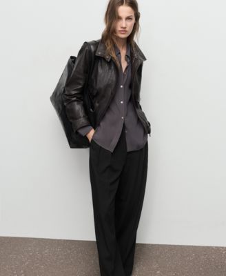 Women's Wide-Leg Mid-Rise Pleated Pants