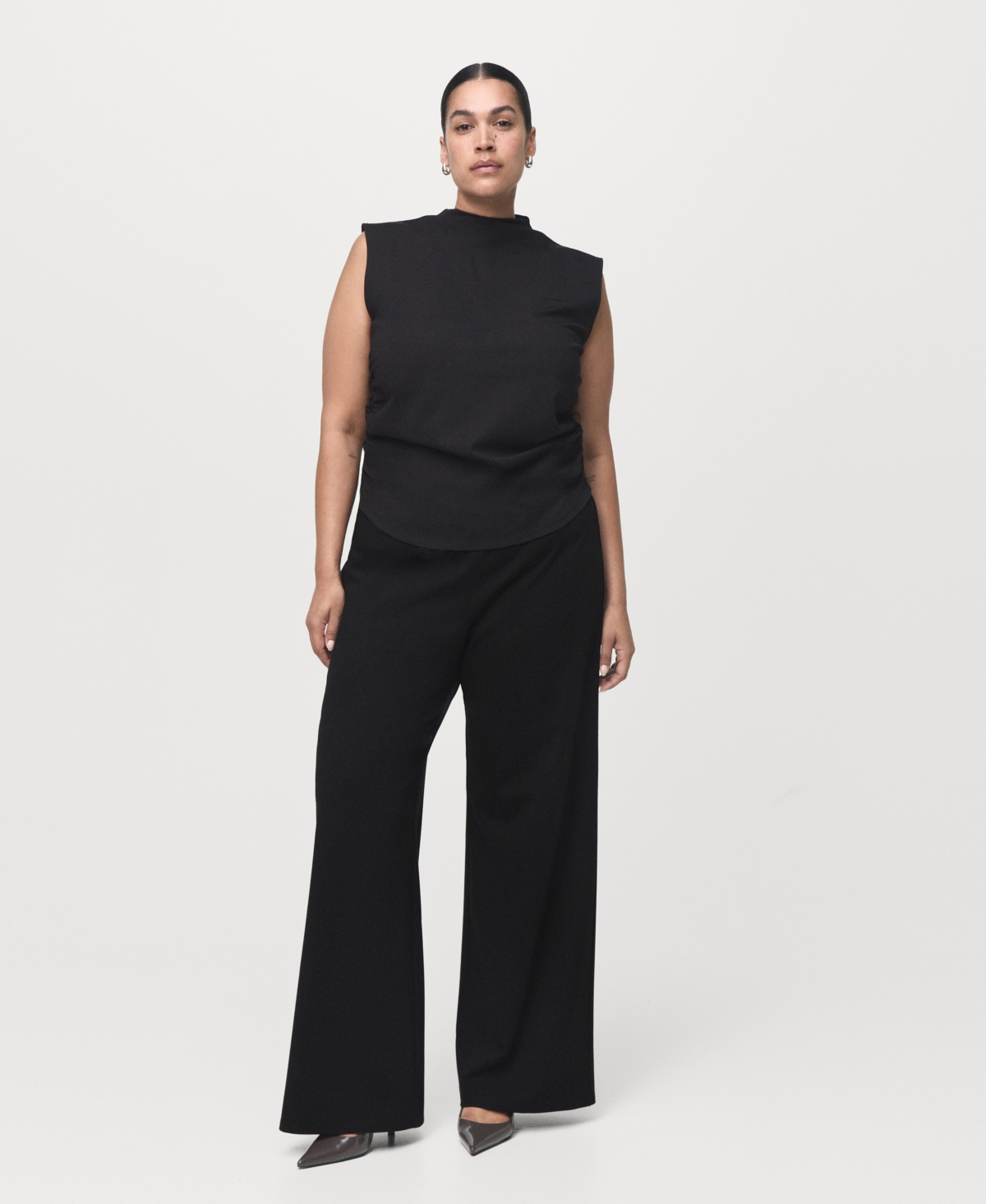 Mango Women's Elastic Waist Straight-fit Pants In Black