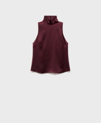 Women's High Collar Satin Blouse