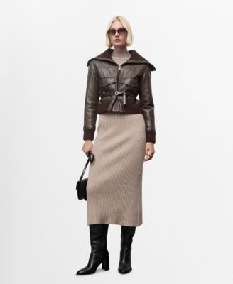 Women's Perkins-Neck Ribbed Dress