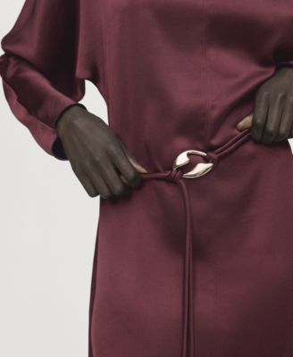 Women's Belt Satin Dress