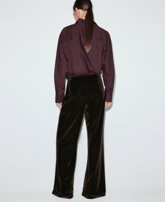 Women's Velvet Wide-Leg Pants
