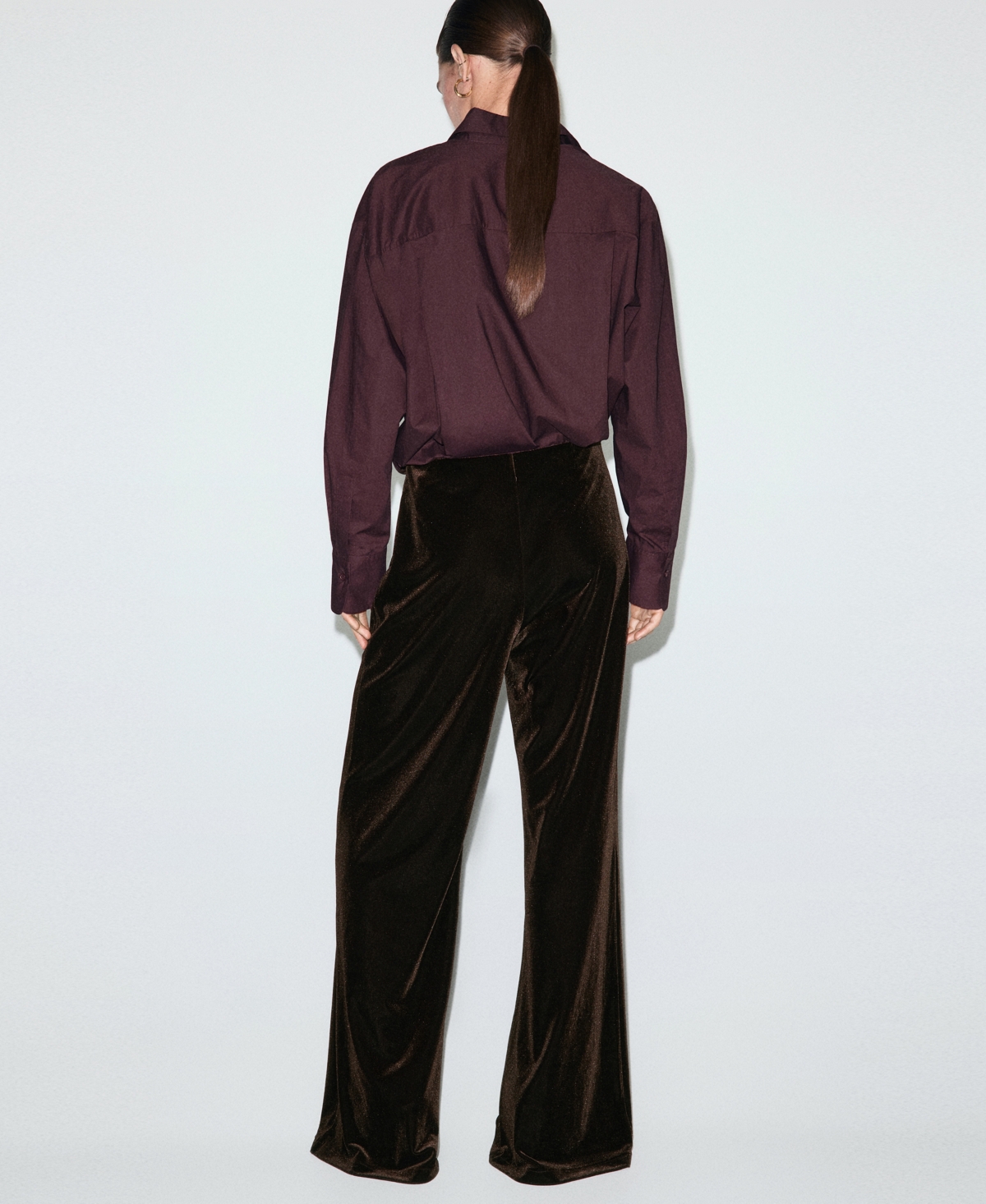 Mango Women's Velvet Wide-leg Trousers In Brown