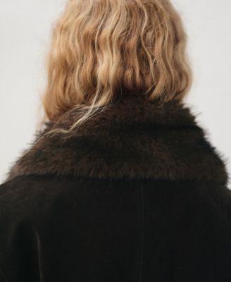 Women's Fur-Effect Collar Velvet-Finish Parka