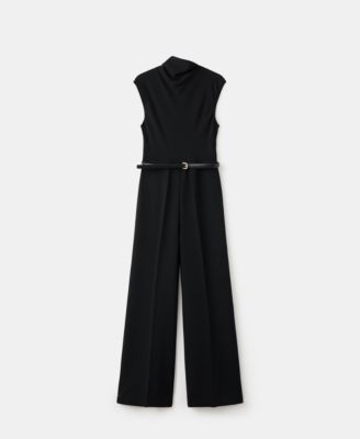 Women's Draped Neck And Belt Jumpsuit