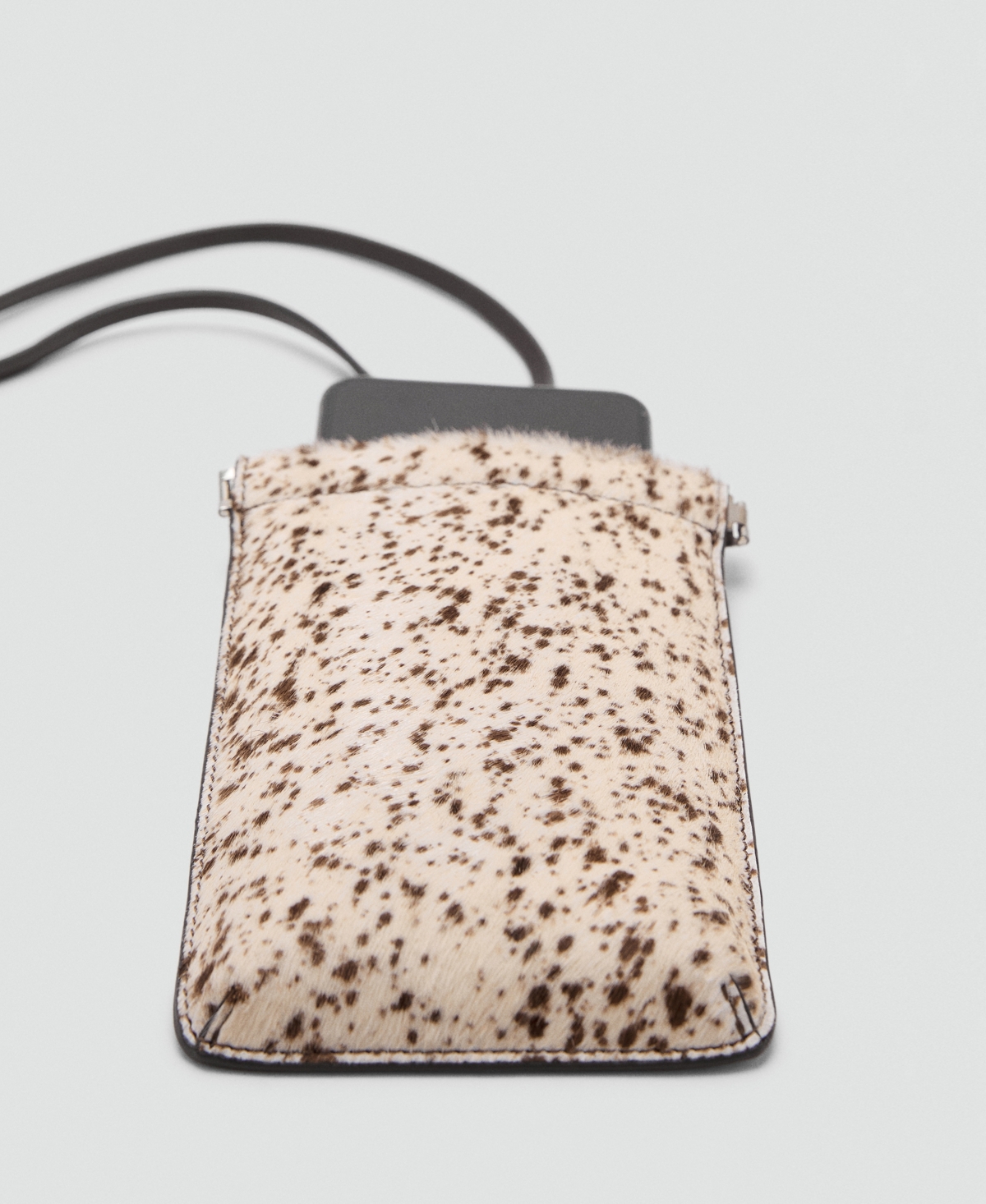 Mango Women's Leather And Fur Mobile Phone Case