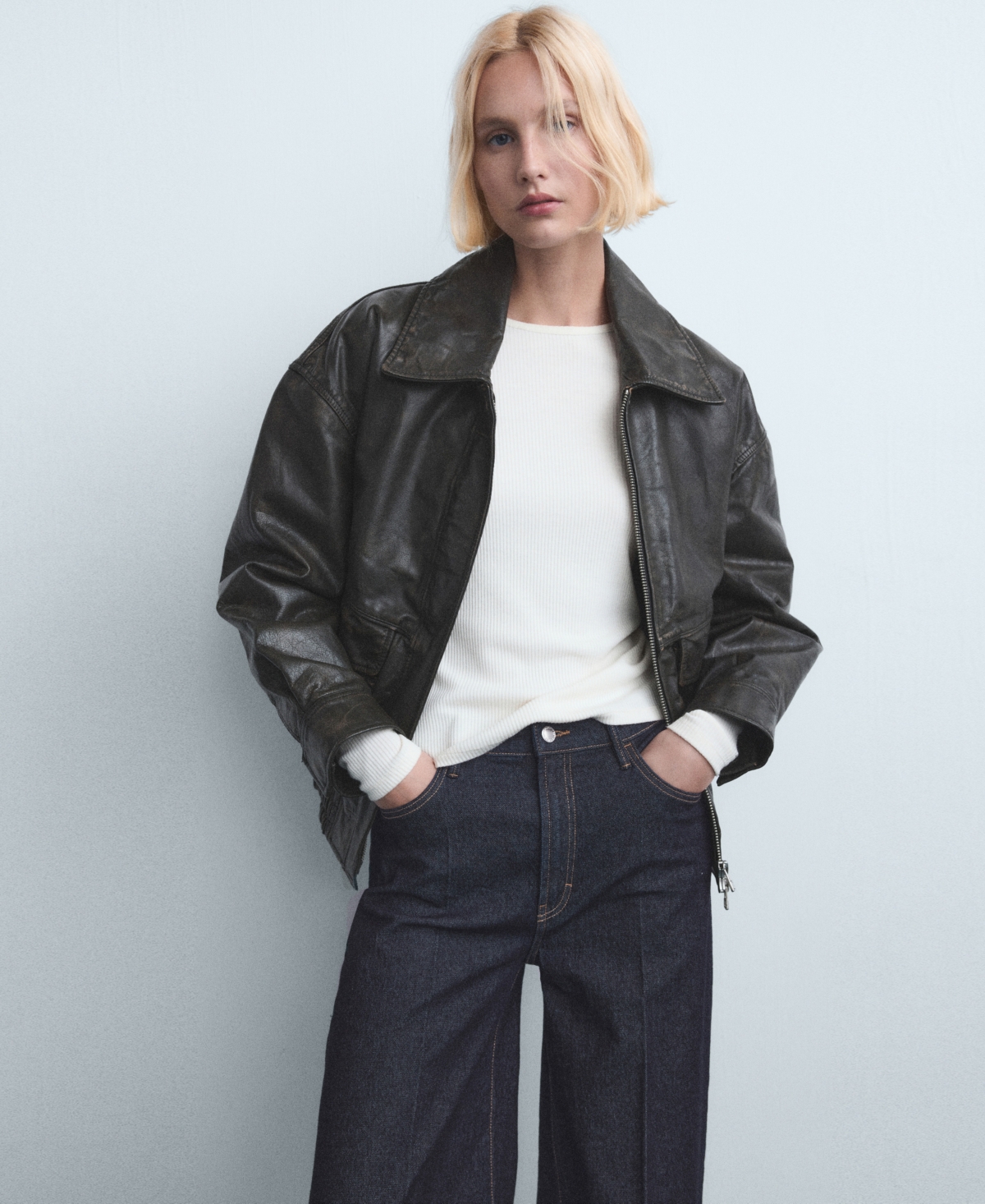 Mango Women's High-Rise Wideleg Jeans