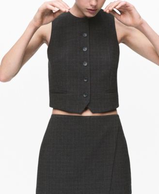 MANGO - Women's Check Wrap Skirt