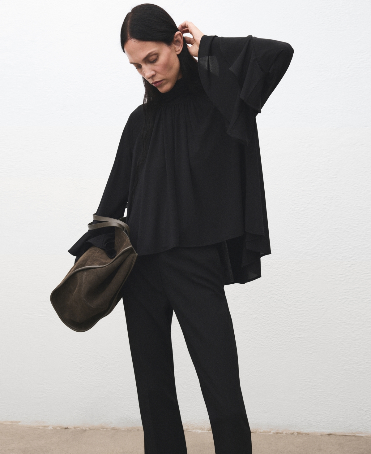 Mango Women's Flared Sleeves And Ruffles Blouse In Black