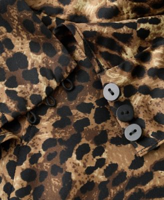 Women's Leopard-Print Satin Blouse
