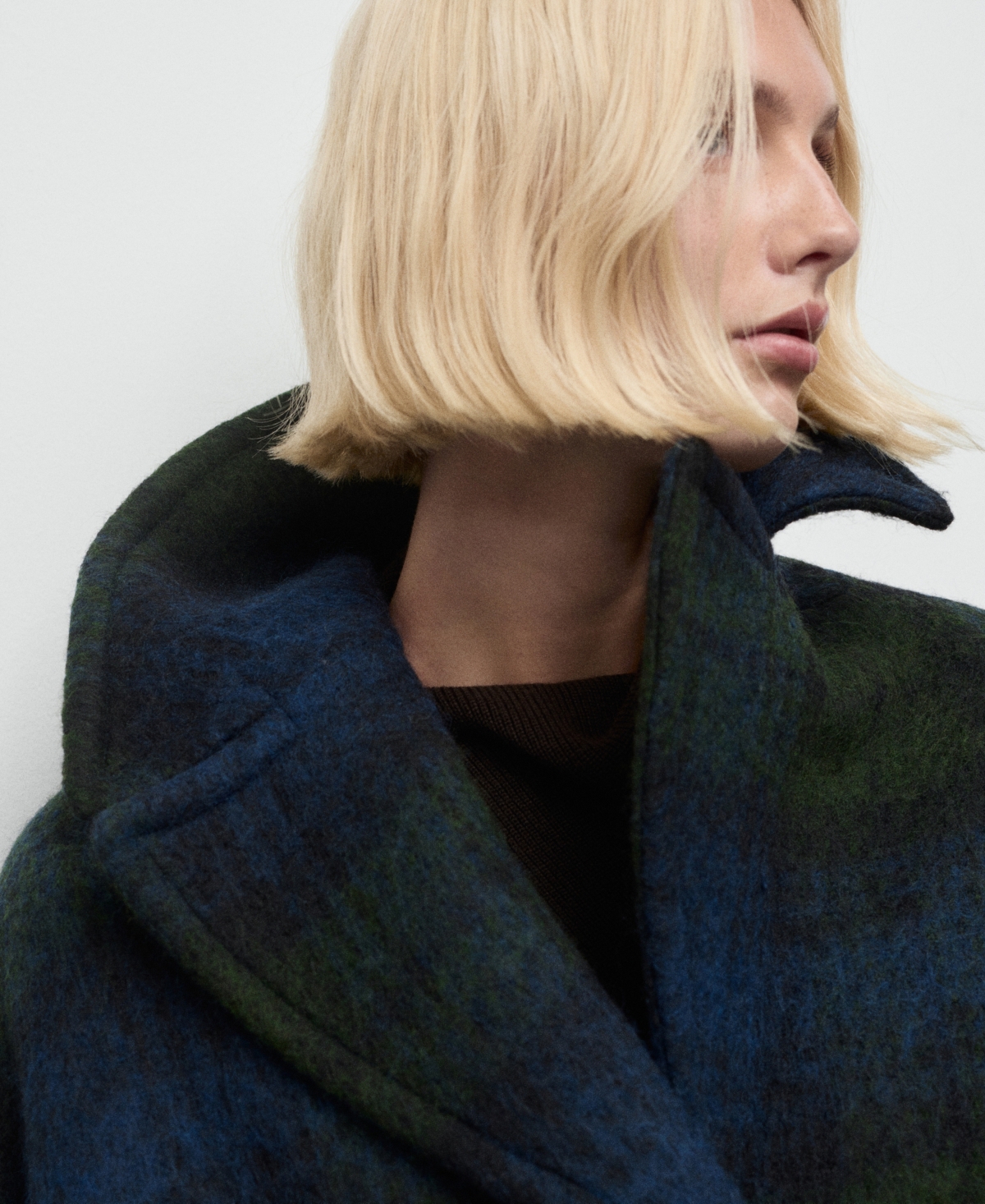 Mango Women's Oversized Check Coat In Blue