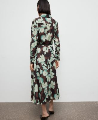 Women's Printed Belt Shirt Dress