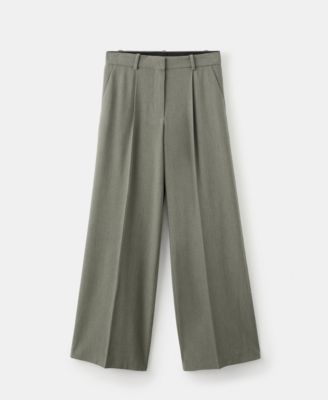 Women's Pleated Straight-Leg Suit Pants