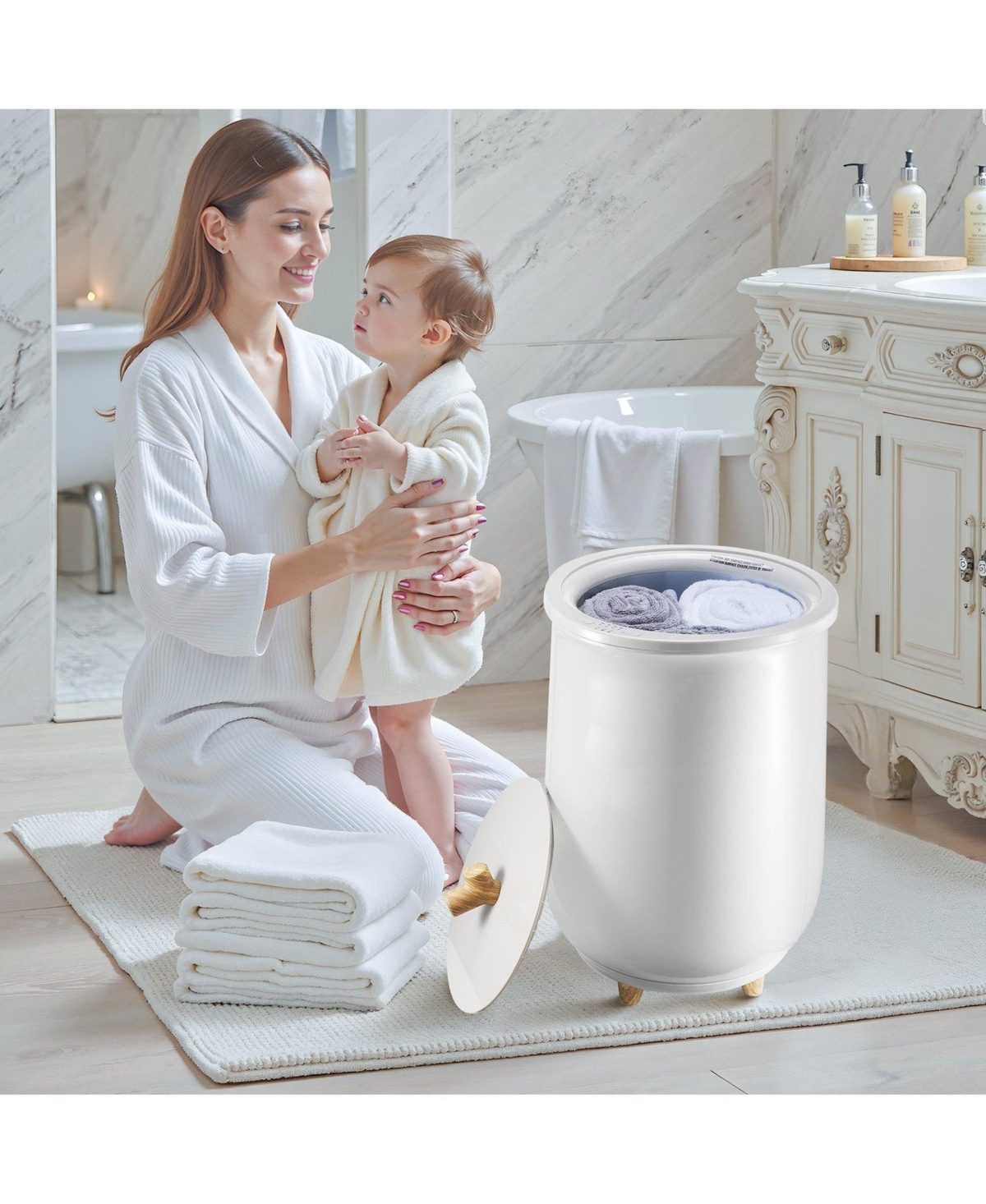 Ecooso Towel Warmers for Bathroom, Towel Warmer Bucket Auto Shut Off for Spa Fits up to 3 Oversized Bath Towels, Blankets, Clothes, Bathrobes