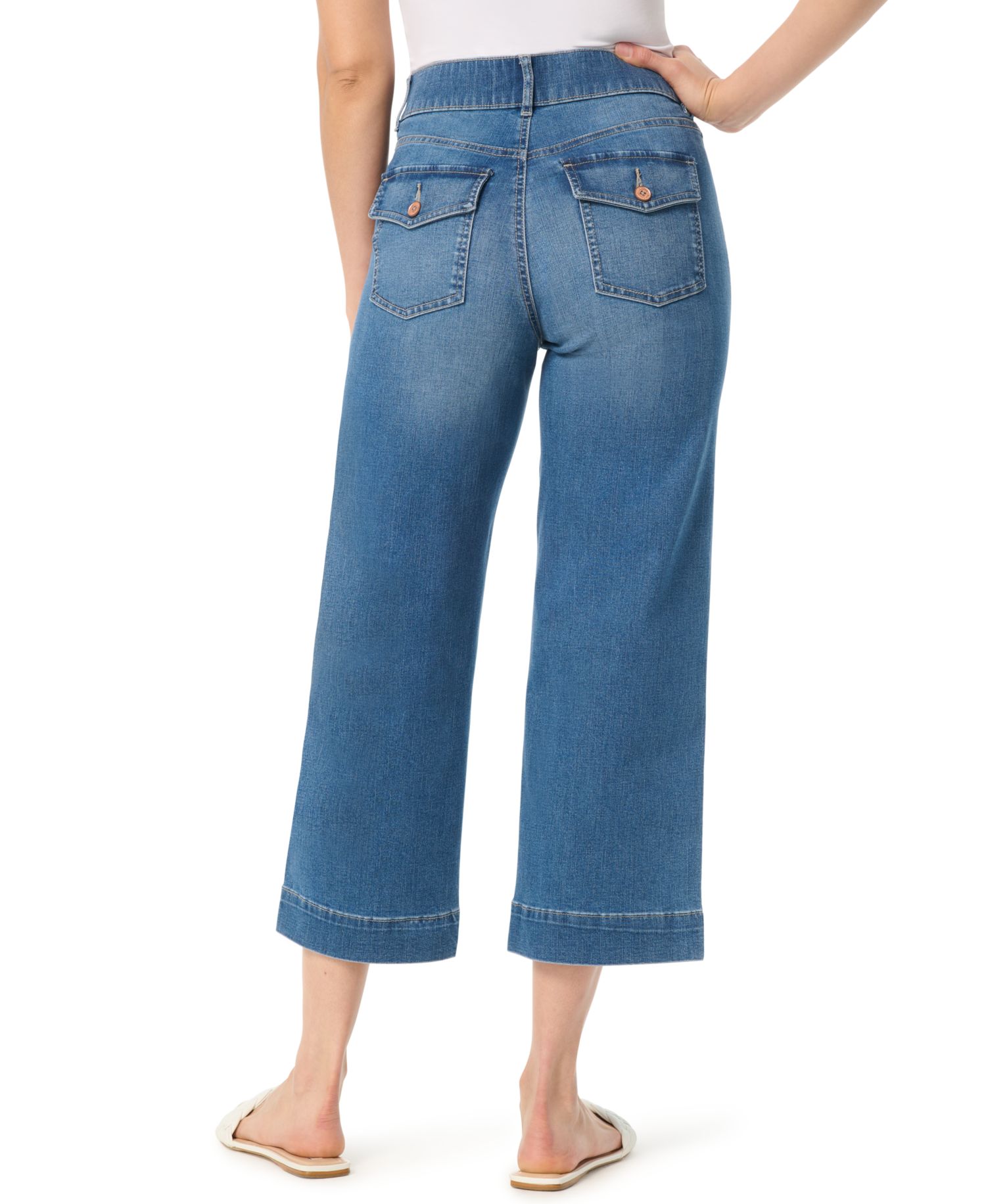 Women's Shape-Effect Wide-Leg Cropped Pull-On Jeans