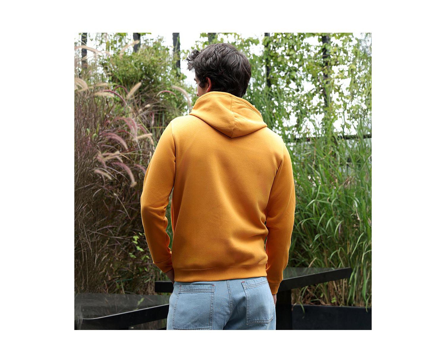 Men's Mustard Yellow Zip-Front Regular Hoodie