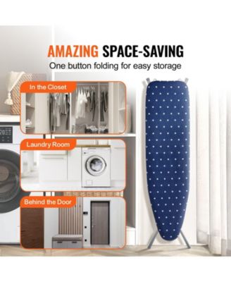 Ironing Board with Storage Tray, 55"x15" Surface, 4-Layer Heat-Resistant Cover, 10 Height Adjustments for Home Use