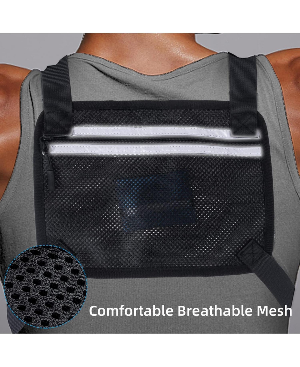 Batfox Lightweight Running Chest Pack: Outdoor Sports Vest Bag with Phone Holder for Cycling, Hiking, Workout, Skiing - Men & Women (Mocha