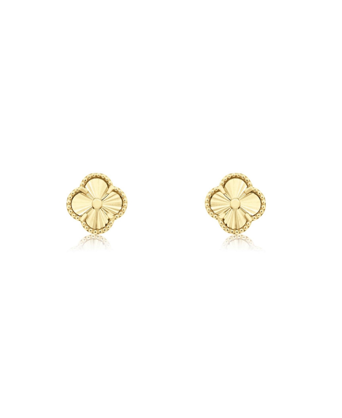 The Lovery Fluted Gold Clover Stud Earrings 14K Gold millimeters