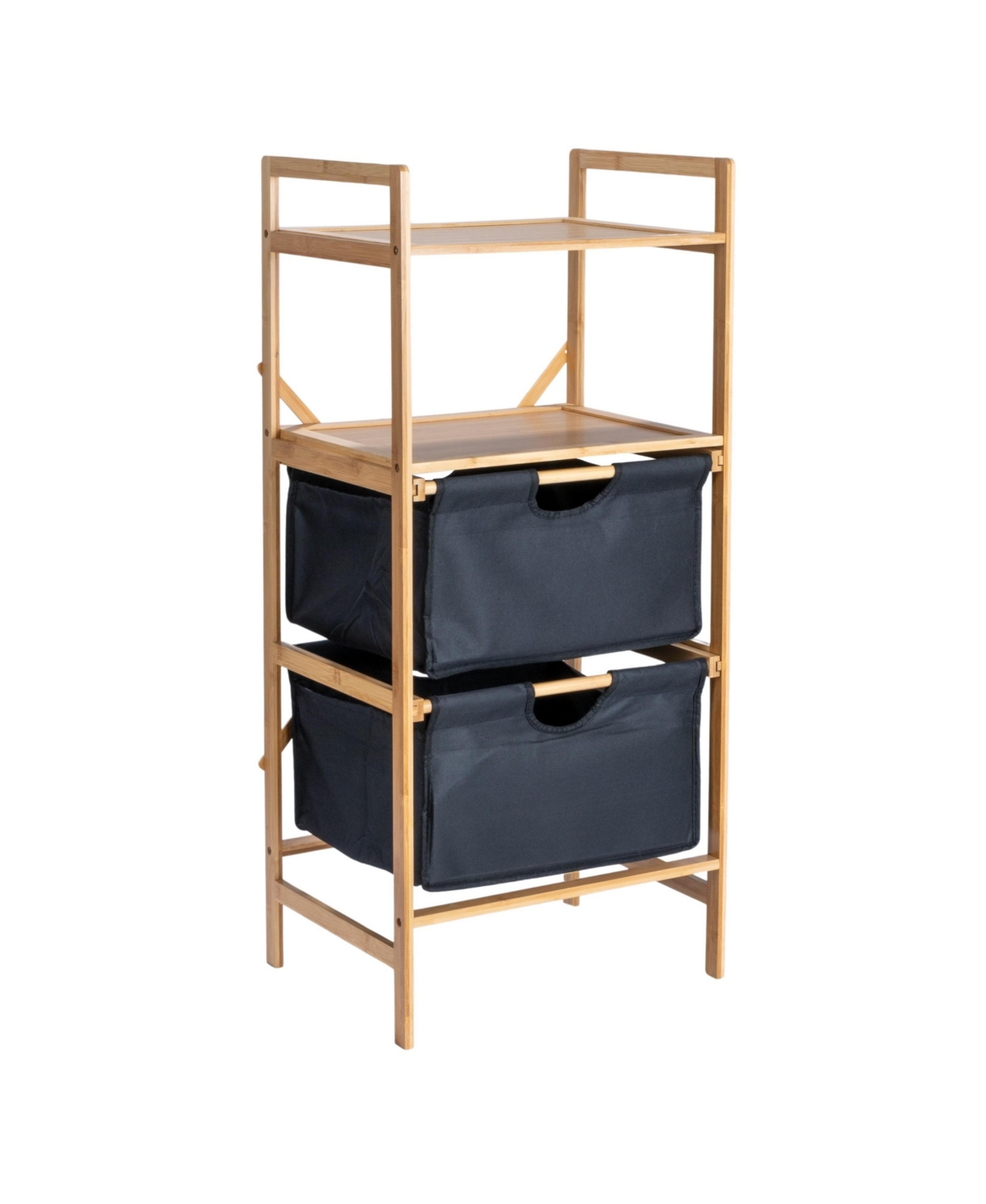 Household Essentials Bamboo Storage Shelf with Cotton Fabric Drawers