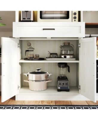 71" Farmhouse Kitchen Pantry Sideboard w/ Hutch & Charging Station