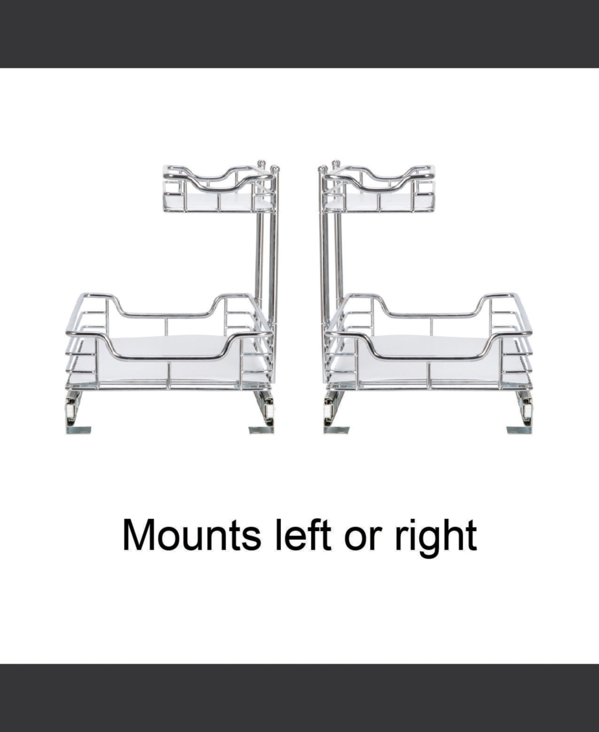 Household Essentials Glidez Steel Pull-Out Storage Organizer with Plastic Liners, 2-Tier Design, Chrome